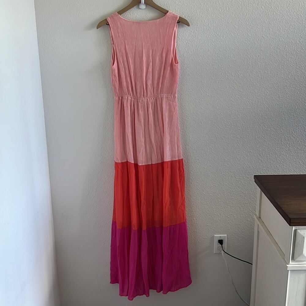 Flying Tomato Colorblock Pink Orange Feminine Long Dress Boho Medium - Picture 2 of 8